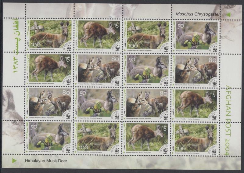 XG-BA356 AFGHANISTAN - Wwf, 2004 Wild Animals, Musk Deer MNH Sheet