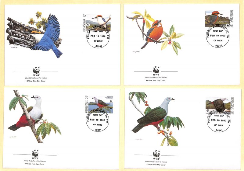 Micronesia WWF World Wild Fund for Nature FDC kingfisher pigeon birds