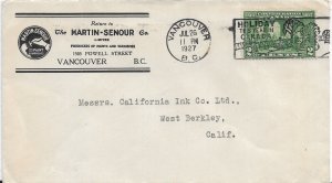 1927 Vancouver, Canada to West Berkley, Calif solo 2c Confederation ... (56753)