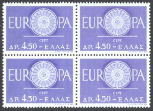 Greece Sc# 688 MNH Block/4 (extended serif A on 2) 1960 Europa