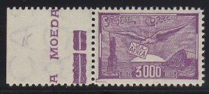 Brazil 1929 3000r Violet MNH Marginal. Scott C25