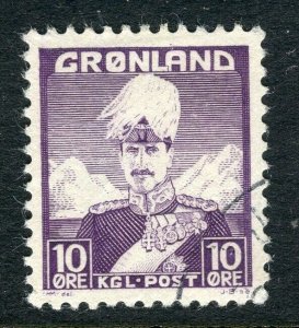 GREENLAND; 1938 early Christian X issue fine used 10ore. value