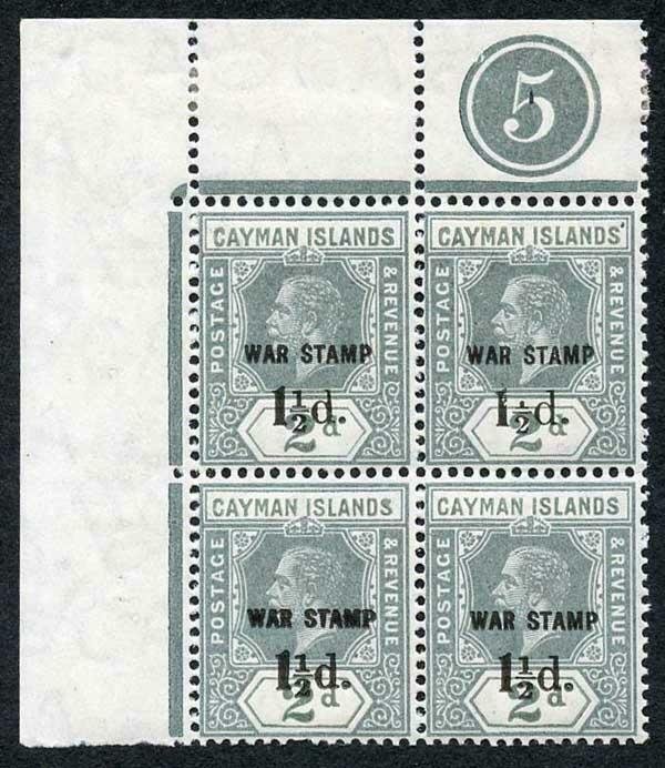 Cayman Is SG58 1 1/2d on 2d Grey Variety Missing top half to fraction L1/2 U/M