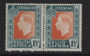 South Africa #76  MH 1937  coronation  .   1 1/2d .  pair . English left