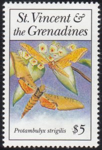 St Vincent & the Grenadines 1993 MNH Sc 1863 $5 Protambulyx strigilis Moths