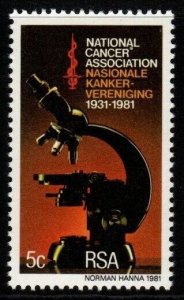 SOUTH AFRICA SG497 1981 50TH ANNIV OF NATIONAL CANCER ASSOCIATION MNH