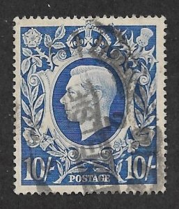 1942 Great Britain 251A 10sh King George VI used