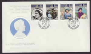 Falkland Islands 420-423 Queen Mother 1985 U/A FDC