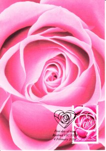 Australia 2014 Maxicard 60c Pink rose, 'Love'