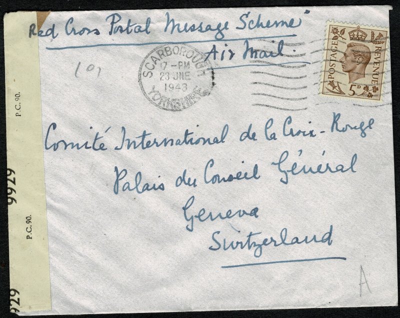 G.B.KG VI 1943 RED CROSS MESSAGE SCHEME COVER WITH SG 469 IN FAIR CONDITION