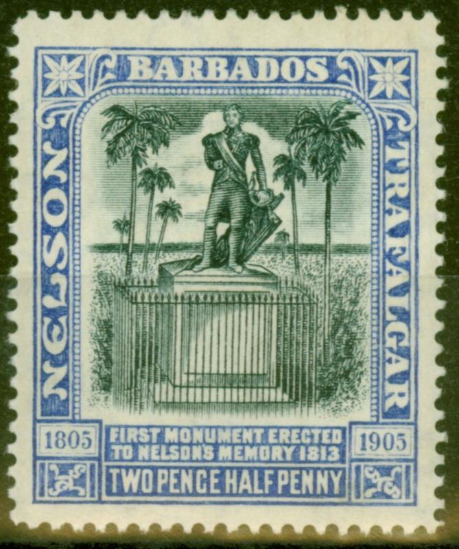 Barbados 1907 2 1/2d Black & Bright Blue SG162 Fine Mtd Mint