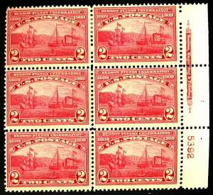 U.S. #371 MINT PL# BLOCK OF 6 OG HR