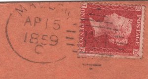 GB IRELAND Cover Rare *MALLOW SPOON* (Irish-Type) 1d Red 1859 {samwells}KA29