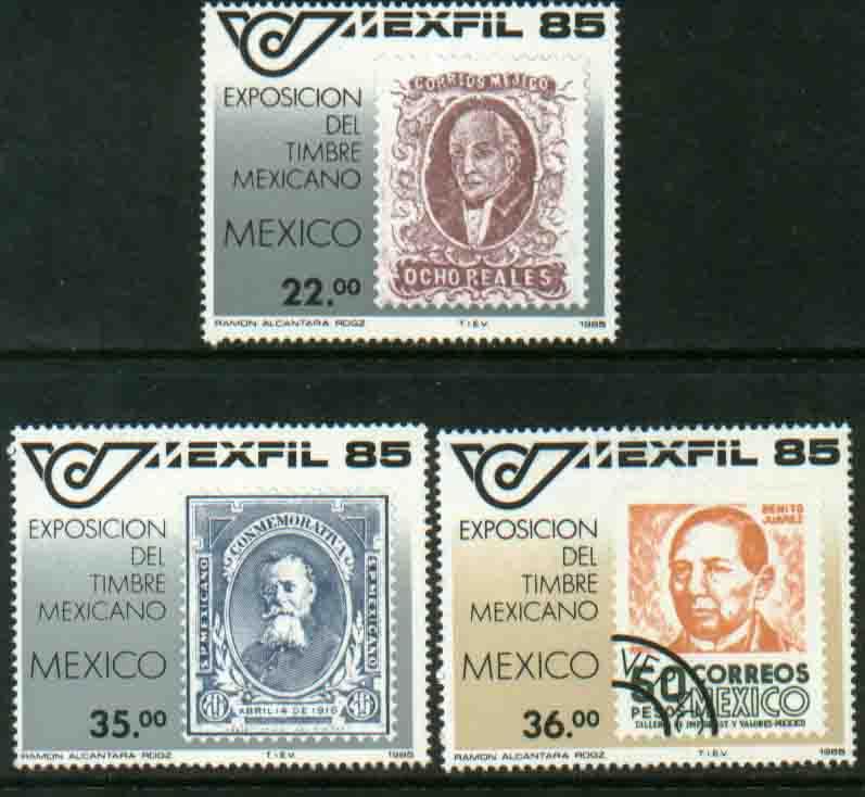 MEXICO 1382-1384 MEXFIL85 Philatelic Exposition MNH