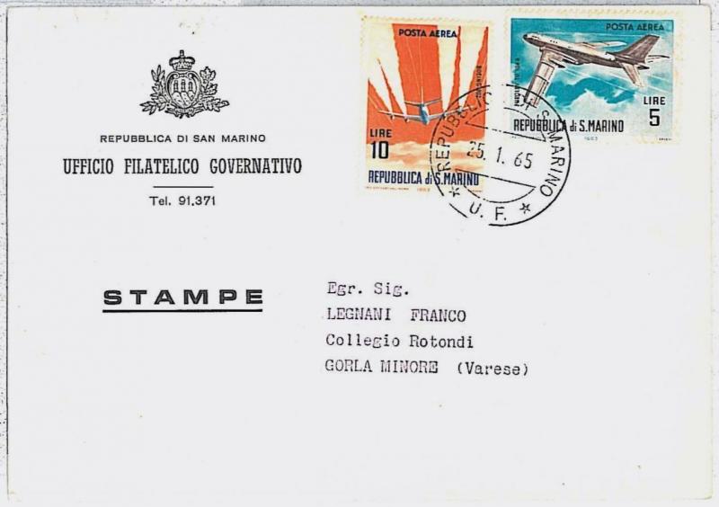 AVIATION : SAN MARINO - POSTAL HISTORY - 1965