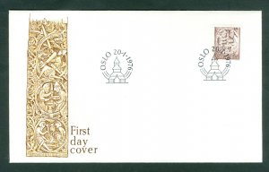 Norway. 1976 FDC. Wood Carvings. Hylestad Stave Church. Sc# 669.