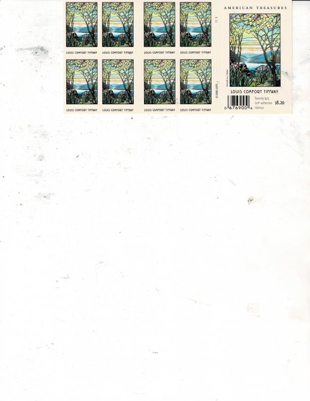 Louis Comfort Tiffany 41c US Postage Booklet of 20 stamps #4165 VF MNH