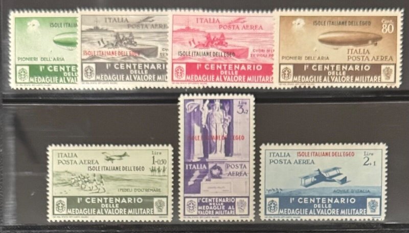 DP Stamps Italy Offices Abroad Aegean Islands 1935 Sc C32-C38 MNH Zeppelin