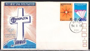 South Korea, Scott cat. 909-910. Int`l Christian Congress. First day cover. ^