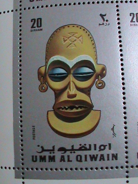 ​UMM AL QIWAIN STAMP- AFRICA FAMOUS MASKS LARGE MNH BLOCK OF 4 SET VF