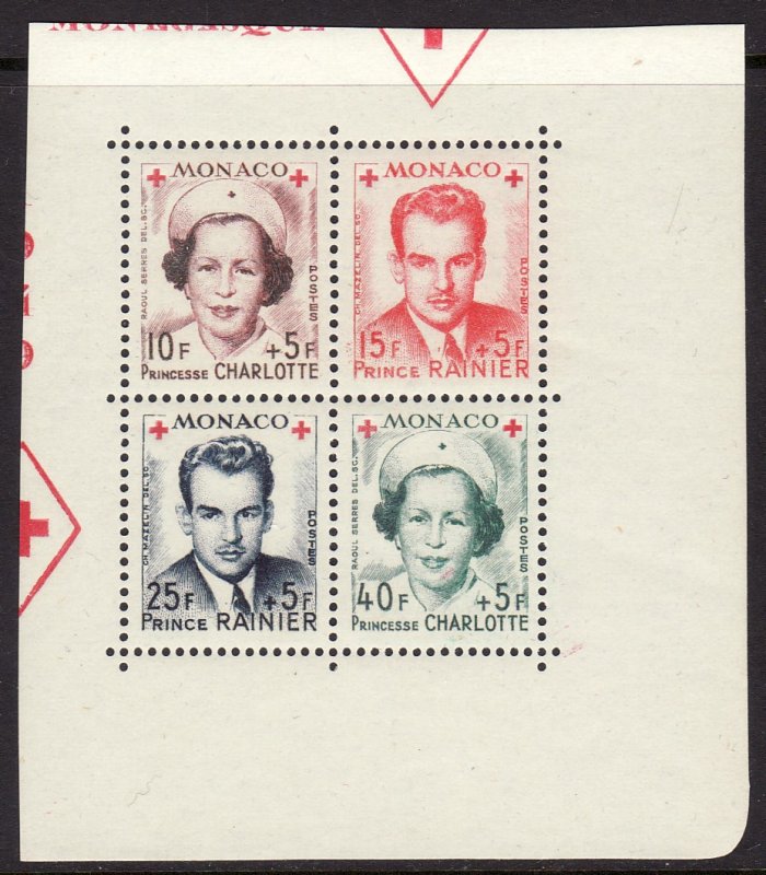 1949 Monaco Charlotte & Rainier perf Souvenir Sheet S/S MNH Sc# B99a CV $45