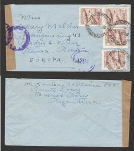 ARGENTINA TO AUSTRIA - COVER WITH AUSTRIAN CENSORSHIP BOARD - 4x10c PLANE-1948