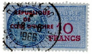 (I.B) France Colonial Revenue : Ivory Coast Duty 10Fr