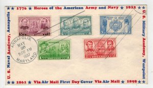 1937 NAVY MILITARY HEROES 790-794 SET OF 15 ON 1 IOOR BORDER ANNAPOLIS NAVAL ACA