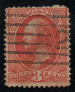 USA #214 F-VF, line cancel w/ number, thin, bright color! Retail $50