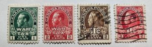 Stamp Canada War Tax Issues 1915-1916 WT1 MR 1-2, WT2 MR 3-4 used & MLH