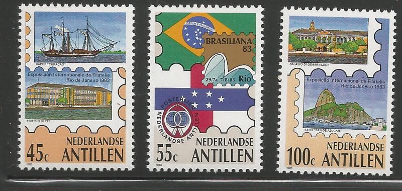 NETHERLANDS ANTILLES 493-495, BRASILIANA '83, C/SET OF 3, MINT NEVER HINGED, ...