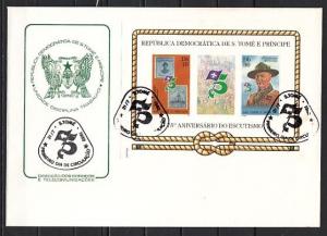 St. Thomas, Scott cat. 659a. Scouting, IMPERF s/sheet. First day cover. ^