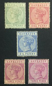 MOMEN: BARBADOS 1882-6 CROWN CA MINT OG H LOT #61142