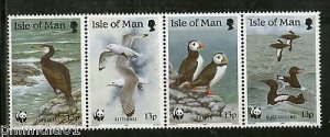 Isle of Man 1989 WWF Puffin Guillemot Kittiwak Sea Bird Wildlife MNH # 5709