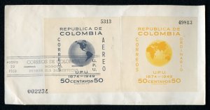 Colombia 1949 UPU 2 Souvenir Sheets on FDC