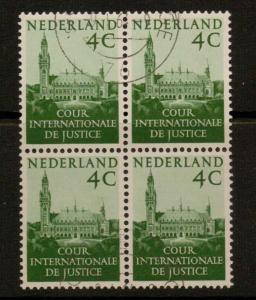 NETHERLANDS SGJ22 1951 4c GREEN BLOCK OF 4 FINE USED