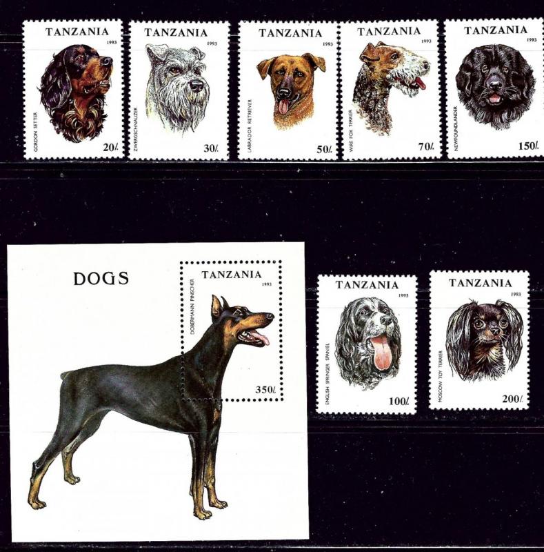 Tanzania 1144-51 MNH 1993 Dogs