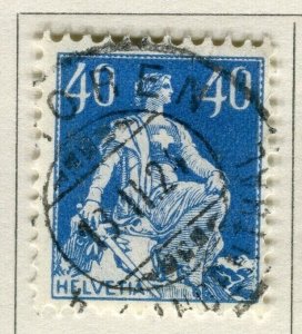 SWITZERLAND; 1917-22 early Helvetia Perf 11.5 issue fine used 40c. value