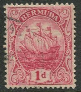 Bermuda - Scott 83b - Caravel - Wmk 4 -1928 -FU -Single 1p Stamp