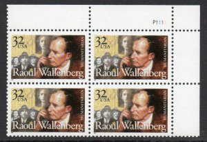 ALLYS US Plate Block Scott #3135 32c Raoul Wallenberg [4] MNH OG F/VF [STK]