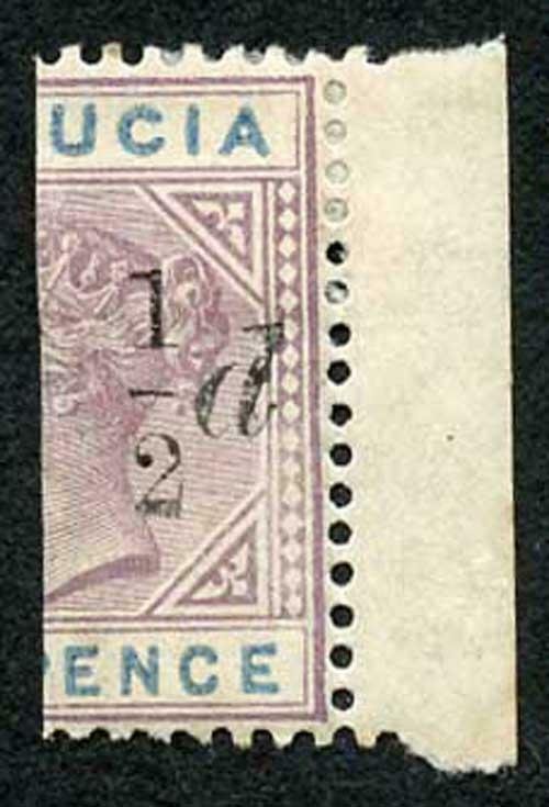 St Lucia SG54 1/2d on Half a 6d Fresh M/Mint