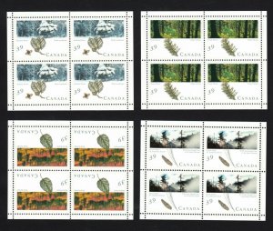 MAJESTIC FORESTS = Full Set 4 Panes CV$50 ** Canada 1990 #1283a-1285a,1286b MNH