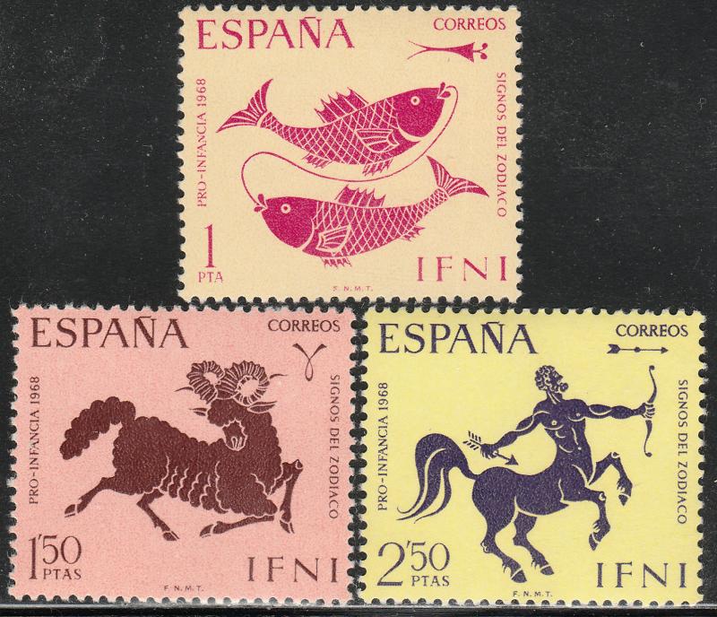 IFNI 149-151, CHILD WELFARE 1967 SYMBOLS OF THE ZODIAC, MNH VF. (159)