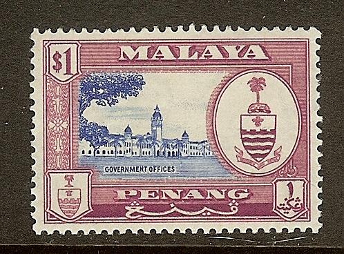 Malaya-Penang, Scott #64, $1 State Crest, MNH