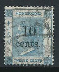 Hong Kong SG 25 FU 10c on 12c pale blue