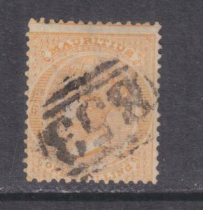 MAURITIUS, 1872 CC, 1s. Orange, used, heavy cancel.