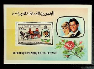 MAURITANIA Sc 483 NH SOUVENIR SHEET - ROYAL WEDDING - PRINCESS DI