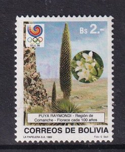 Bolivia   #786  used  1989 flowering plants and emblems 2b