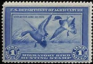 90215a -  USA - STAMPS: SCOTT # RW1  Migratory Bird Hunting Stamp MINT MNH 1934