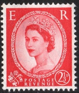 Great Britain #296 2½d Queen Elizabeth II: Predecimal Wilding Single (1952) MNH